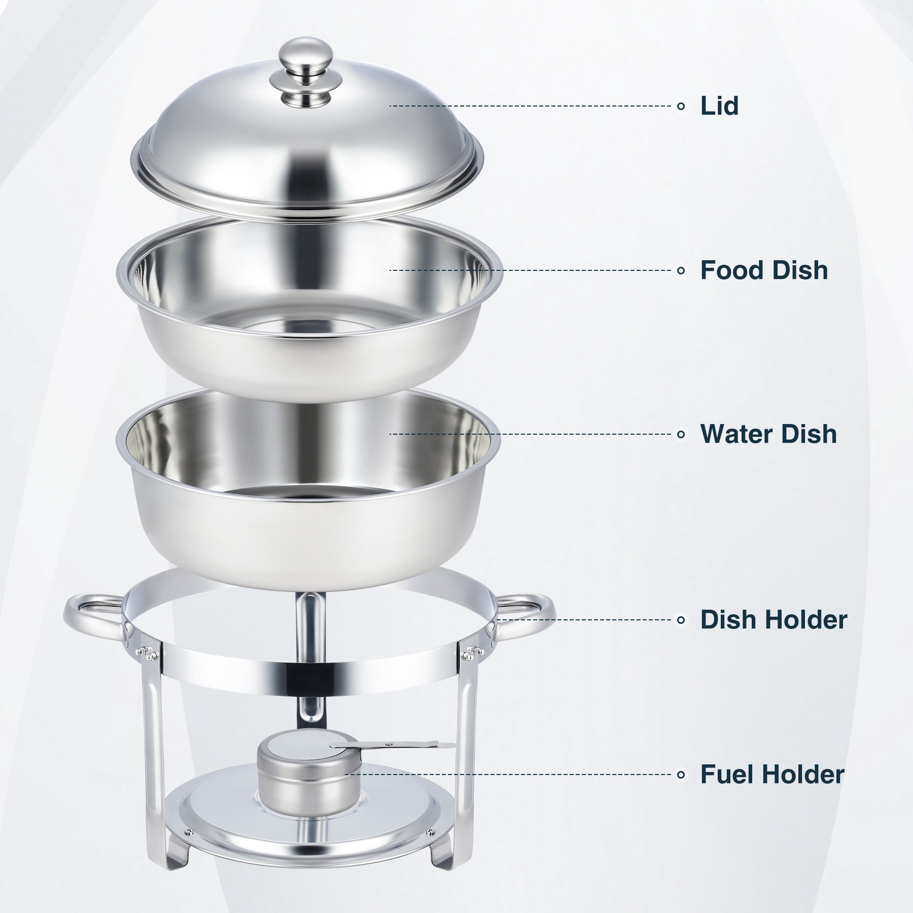 5 Quart 2 Pack Chafing Dish Set Stainless Steel Buffet Chafers for Parties More