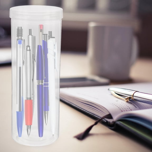 LEORX  2 Pcs Plastic Pen Holder Cylinder Pencil Case Storage Small Holders