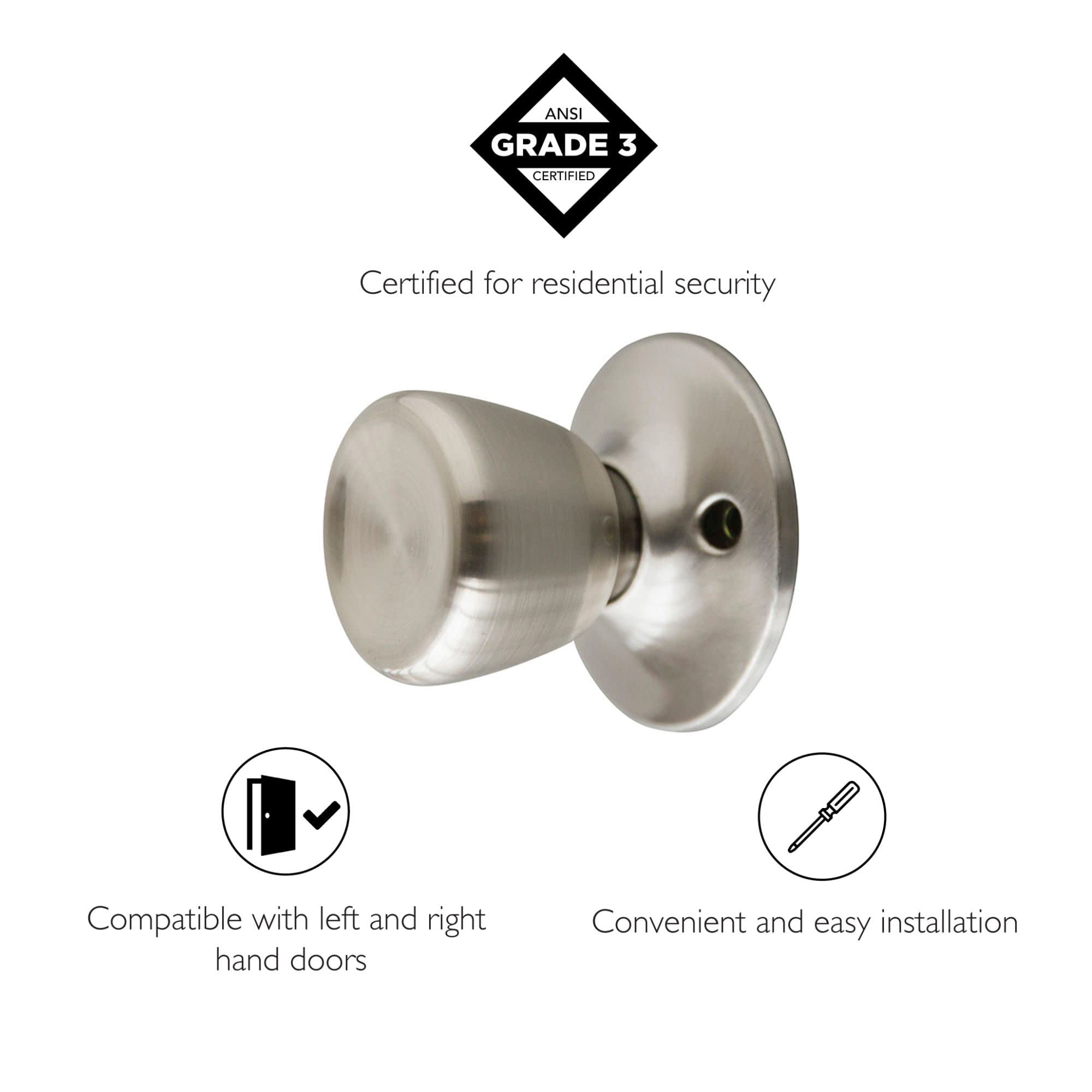 Bowery Hill Terrace 12-Pack Brass Dummy Door Knob in Satin Nickel