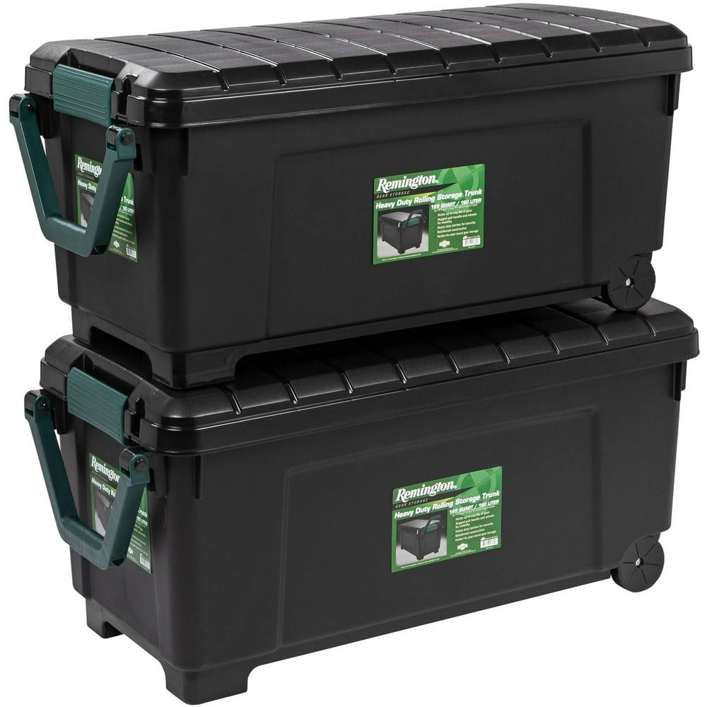 Remington 169Qt. Plastic Storage Tote with Handle and Wheels, Green