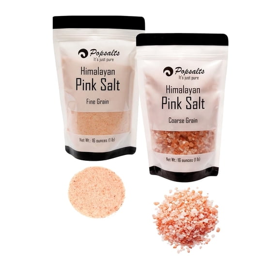 Himalayan Pink Salt -1.0 Pound Fine Grain and 1.0 Pound Coarse Grain - Kosher and Natural Certified