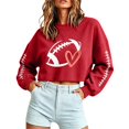 thumbnail image 4 of Game Day Sweatshirt Women Gift Baggy Plain Tops Football Mom Shirt Sports Mom Must Have Womens Baseball Shirt Mom Outfits for Women Trendy Turtleneck Drop Shoulder Tops Work Office Shirt Red, 4 of 8