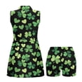 thumbnail image 5 of COEQINE Women's Golf Dress Shamrock Black-1 Print Workout Athletic Dresses for St. Patrick's Day Sleeveless Stand Collar Workout Outfits with Shorts 2 Pockets, XL, 5 of 7