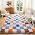 thumbnail image 3 of ZENELESS Fluffy Checkered Rug,5x7 Multicolor Soft Fuzzy Shag Shaggy Carpet for Living Room Bedroom Kids Room, Dorm Home Decor, 3 of 7