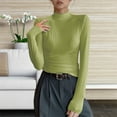 thumbnail image 2 of HUJlwoi Women's Thermal Tops Solid Color Long Sleeve Mock Turtle Neck Undershirt Casual Fall Winter Ribbed Blouse Basic Base Layer, 2 of 7