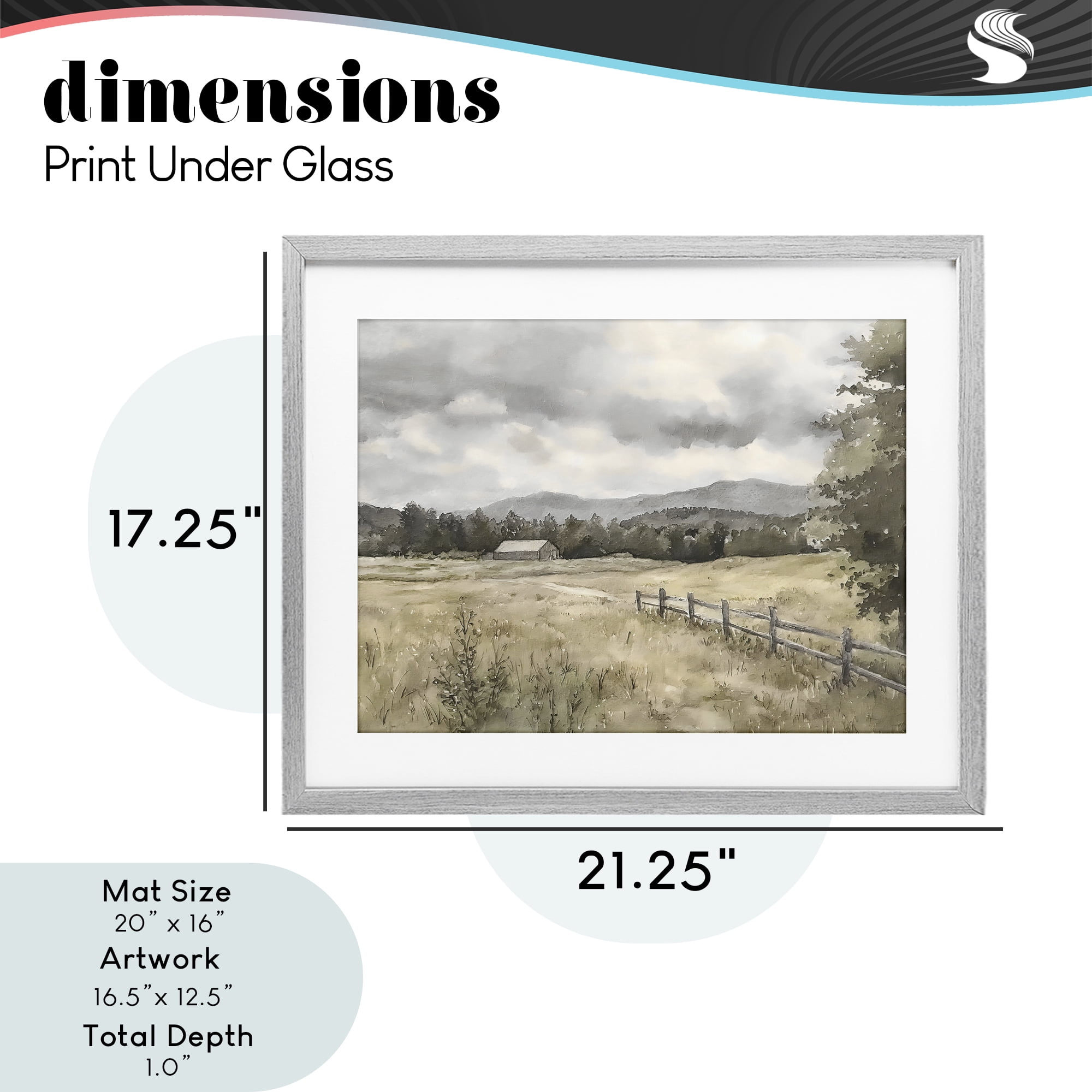 Stupell Industries Muted Valley Cottage Gray Framed Print Under Glass, design by Riley B