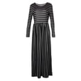 thumbnail image 2 of Milaget Robe Maxi Bohème à Rayures Plissée Manches 3/4 Poches Latérales Grande Taille pour Femmes Multicolore Noir TG, 2 of 9