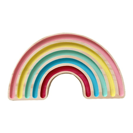 

QUSENLON Wooden Rainbow Blocks Montessori Educational Toy Nordic Style Handmade Pine Wood Baby Kids Room Decoration