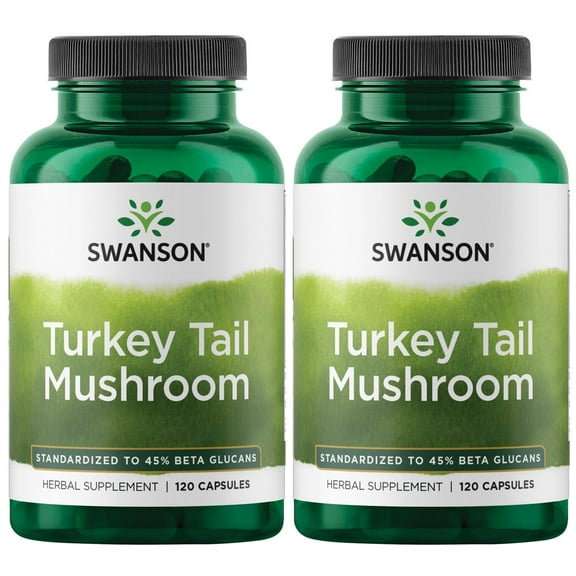 Swanson Turkey Tail Mushroom - Herbal Supplement Promoting Immune System & Cellular Health - Natural Formula Promoting Liver Function & Defense - (120 Capsules, 500 mg) 2 Pack