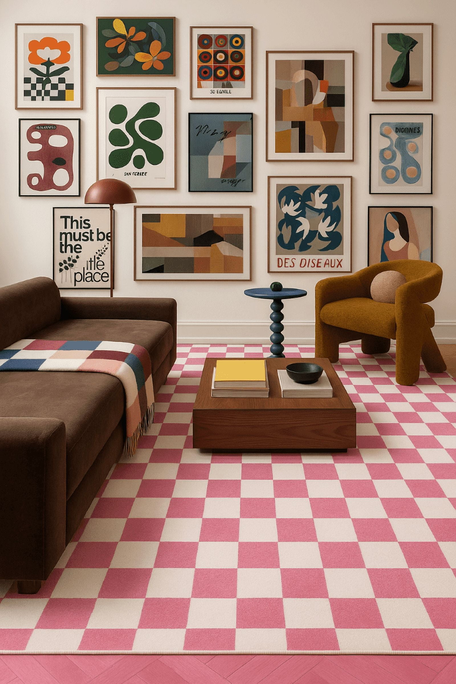 Rug Branch Metro Checkered Blush 7' x 10' (Exact Size: 6'7" 9'6") Geometric Area Rugs, Pink, Contemporary - Living Room, Bedroom, Dining and Kitchen