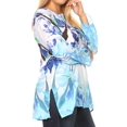 thumbnail image 4 of Sakkas Linea Women's Casual Floral Print Long Sleeve Swing Boho Pullover Tunic Top - LB218-Blue - One Size, 4 of 5
