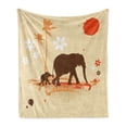 thumbnail image 1 of Animal Soft Flannel Fleece Throw Blanket, Mother Babyin Tropical Lands Desert Illustration of Safari Kids, Cozy Plush for Indoor and Outdoor Use, 50" x 70", Orange Brown Cream, by Ambesonne, 1 of 6
