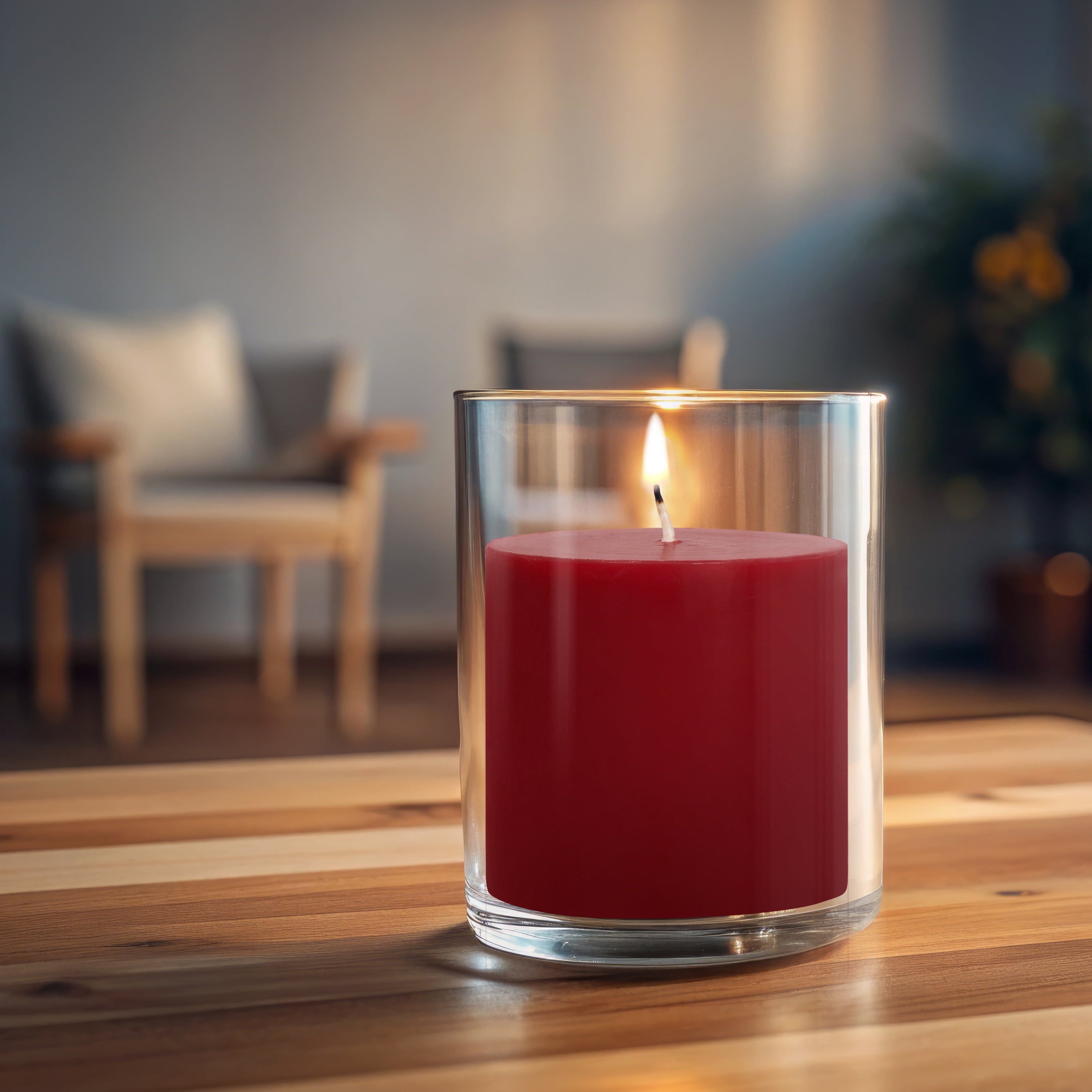 Mainstays Unscented Decorative Pillar Candle, Red, 3" x 3"