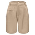 thumbnail image 6 of JIAYUE Women's Bermuda Shorts Buttons Solid Color Summer Elastic High Waisted Wide Leg Business Casual Dressy With Pockets Breathable Female Bottoms, 6 of 6