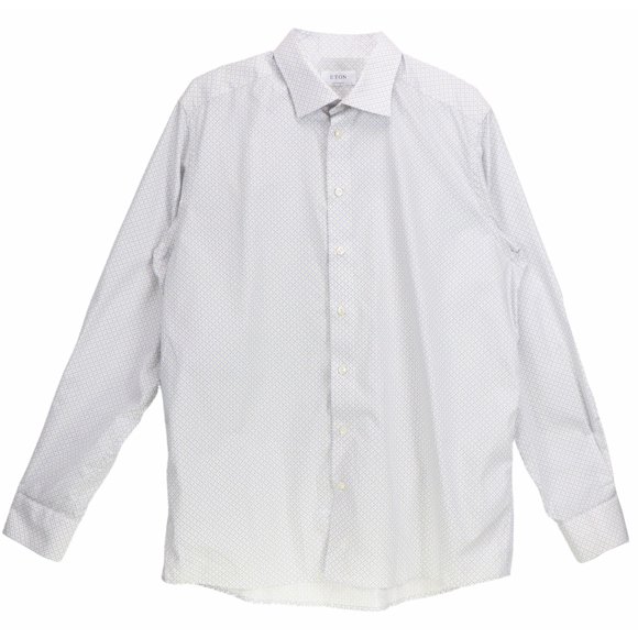 Eton Men's Blue / Yellow White Contemporary Fit Mini Floral Dress Shirt - 46-18 (2 X)