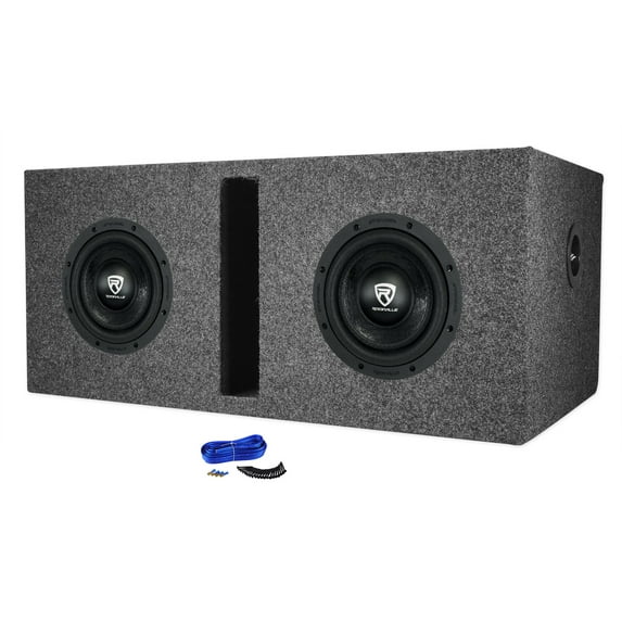 (2) Rockville W8K6D2 V2 8" 1400w Peak Car Subwoofers+Vented Sub Box Enclosure
