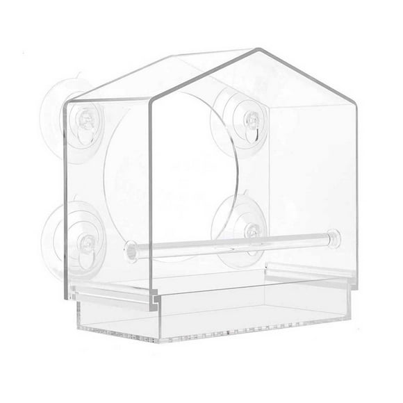 Bird Feed Pet Suction Clear Cup Window Birdhouse With Strong Acrylic Feeder Patio Lawn & Garden
