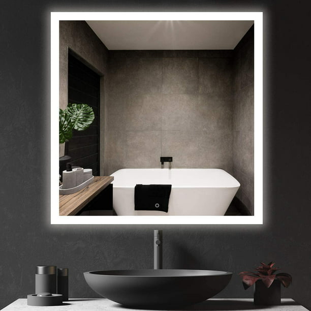 30x30 Inch LED Bathroom Mirror Backlit Light, 6000K-6500K, Energy Saving Copper-Free Silver LED Wall Vanity Mirror - Walmart.com