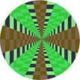 thumbnail image 1 of Ahgly Tapis Rond Lavable en Machine Intérieur Transitionnel Vert Néon, 7 Pieds Rond, 1 of 7
