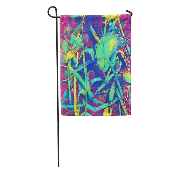 POGLIP Forest Mushroom Thin Stipe and Wide Pileus Wild Digital Non Garden Flag Decorative Flag House Banner 12x18 inch