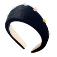 thumbnail image 1 of Plush Headbands Decorated with Pearls and Beads Fashion Hair Accessory Comfortable Hairpiece for Women and Girls Black, 1 of 5