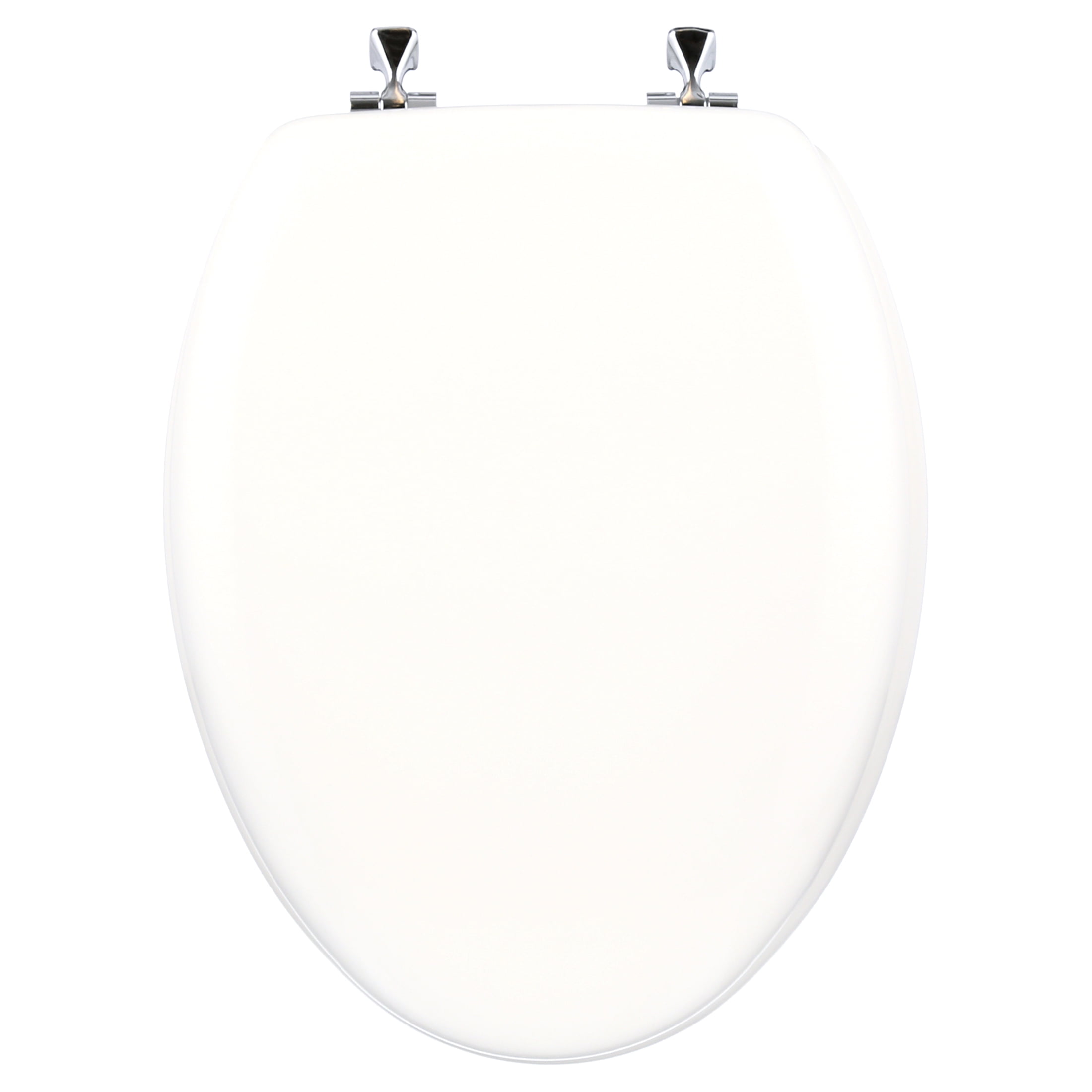 Mayfair Edgewater White Elongated Enameled Wood with Stay·Tite & Chrome Hinges Toilet Seat