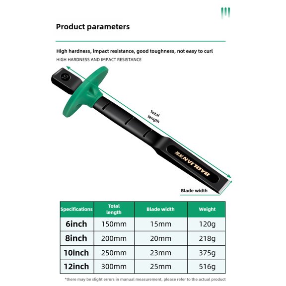 6/8/10/12 Inch Chrome Vanadium Steel Stone Flat Chisel With Hand Guard Construction Cement Masonry Concrete Engraving Cut Tool