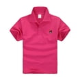 thumbnail image 2 of Kids Polo Shirt Lightweight Quick Dry Short Sleeve Lapel Golf T-Shirt Back To School Casual Print School Uniform T-Shirts Hot Pink 2-3 Years, 2 of 5