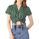 thumbnail image 1 of CAMISA CORTA DE MUJER CON BOTONES Y RAYAS INSPIRADA CHIC, CON LAZO EN LA PARTE FRONTAL, TALLA L, VERDE, 1 of 7