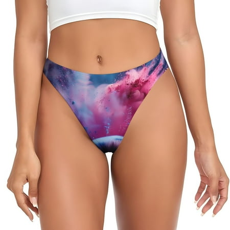 Rateoe Color Explosion Makeup Brush Pattern Seamless Women Underwear Thongs No Show Ladies Thong No Line Breathable Comfortable Panties Undies for Women-X-Large