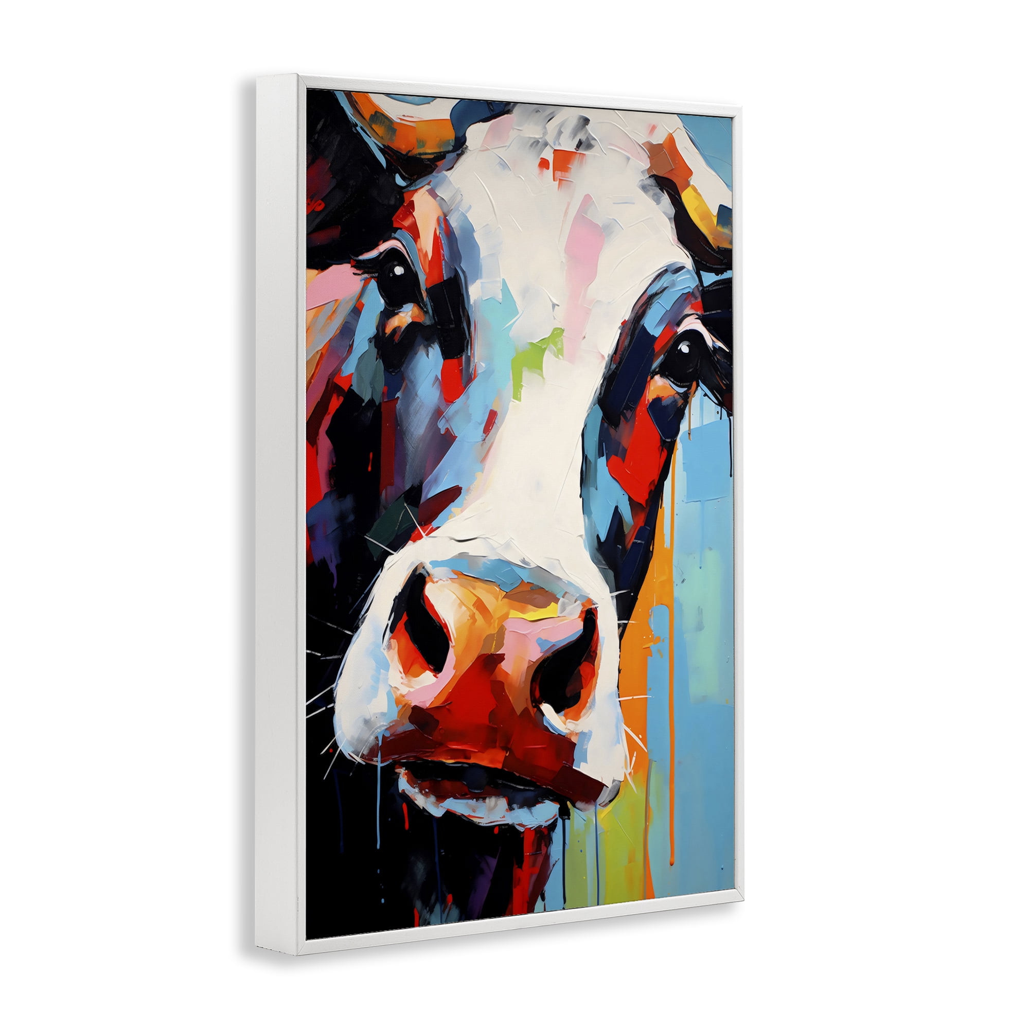 Stupell Industries Cow Of Many Colors White Framed Giclee Art, design by Creative Studio