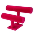 thumbnail image 1 of Two-Tier Jewelry Hard Display Stand Holder Bracelet Chain Bangle Hot Pink Velvet, 1 of 8