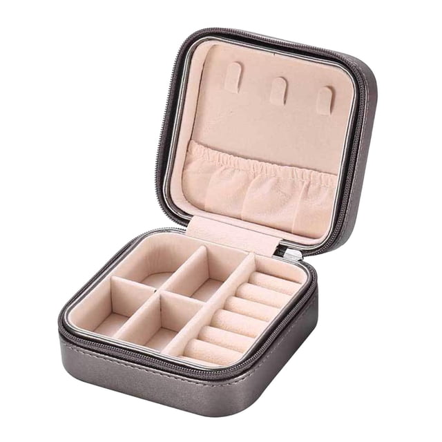 Pequeño Organizador de Joyas Perfecl Caja de Soporte de Compartimento Cuero Impermeable 10x10x5CM Negro