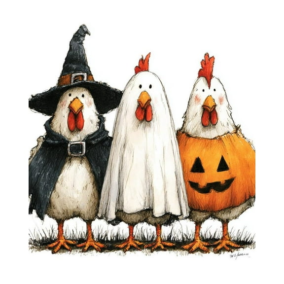 Paint by Numbers for Adults Kids Beginner Halloween Chicken Trio 1 DIY Acrylic Painting by Numbers Kits with Brushes Acrylic Pigment Home Decoration Gifts 16 x 20 inch