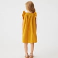 thumbnail image 6 of Elegant Girls Ruffle Trim Dress Summer Cute Sleeveless Round Neck A Line Yellow Casual Dresses 5-6 Years, 6 of 9