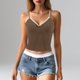thumbnail image 2 of Camiseta sin mangas de encaje con corte bajo para mujer: detalle de lazo, tejido transpirable, camisetas informales de verano para combinar con vaqueros o faldas (tallas S-XL), 2 of 5