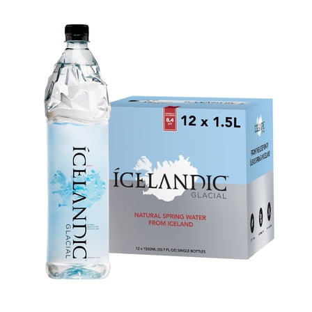 Icelandic Glacial Natural Alkaline Spring Water, 1.5 Liter, 12 pack Plastic Bottles