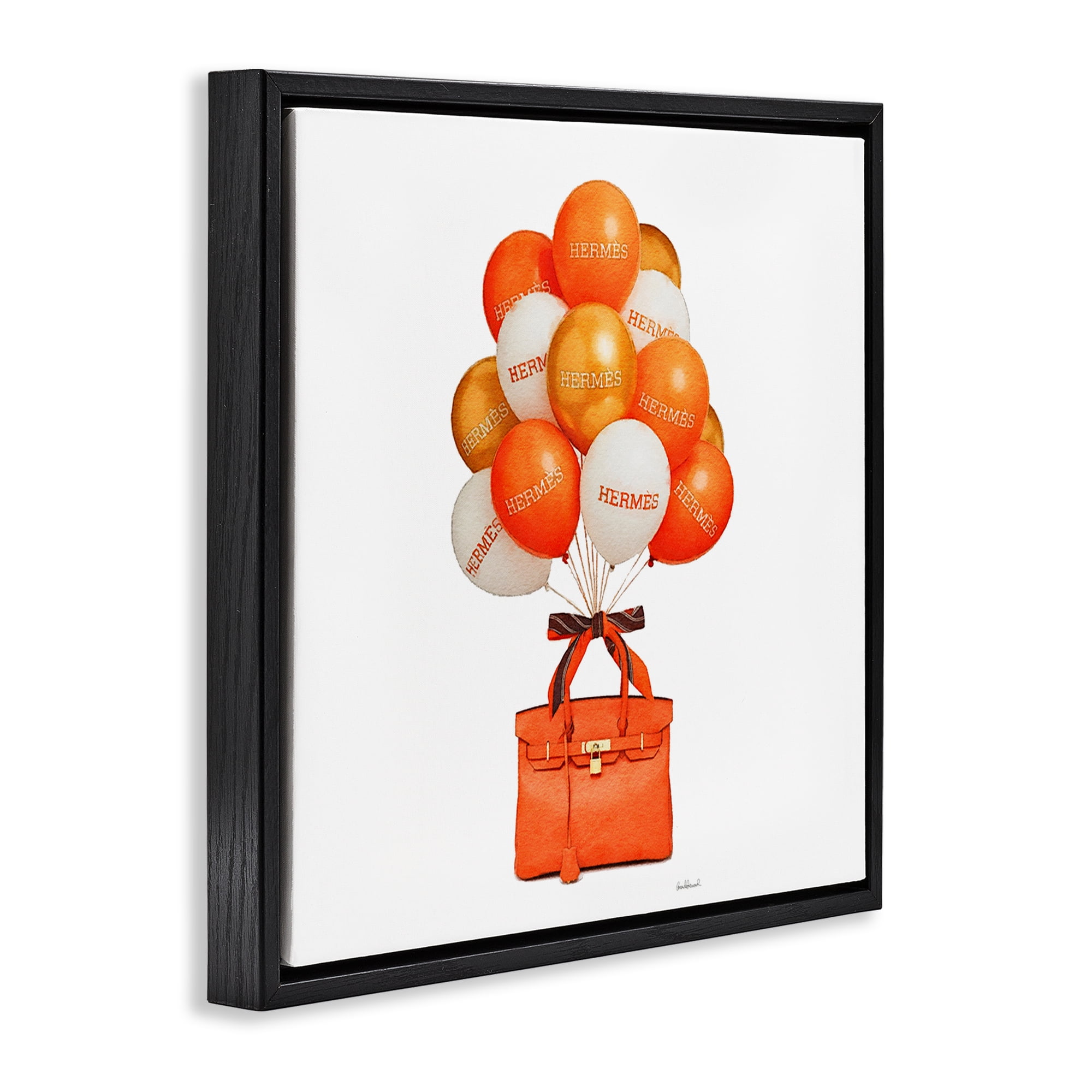 Stupell Industries Orange Handbag & Balloons Black Framed Floater Canvas Wall Art, design by Amanda Greenwood