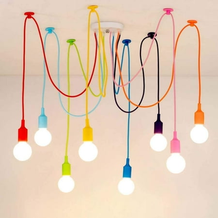 

KissDate Retro Pendant Light E27 Multicolor Light Suspension Light Fitting Vintage Hanging Chandelier with Adjustable Cable DIY Ceiling Spider Pendant Lamp for Living Room Bedroom Bar Cafe Hotels