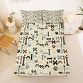 thumbnail image 5 of Homewish Beige Dog Paw Bone Queen Sheets,Vintage Pet Themed Queen Sheet Sets,4-Piece,1 Flat Sheet, 1 Fitted Sheet and 2 Pillowcases, 5 of 6