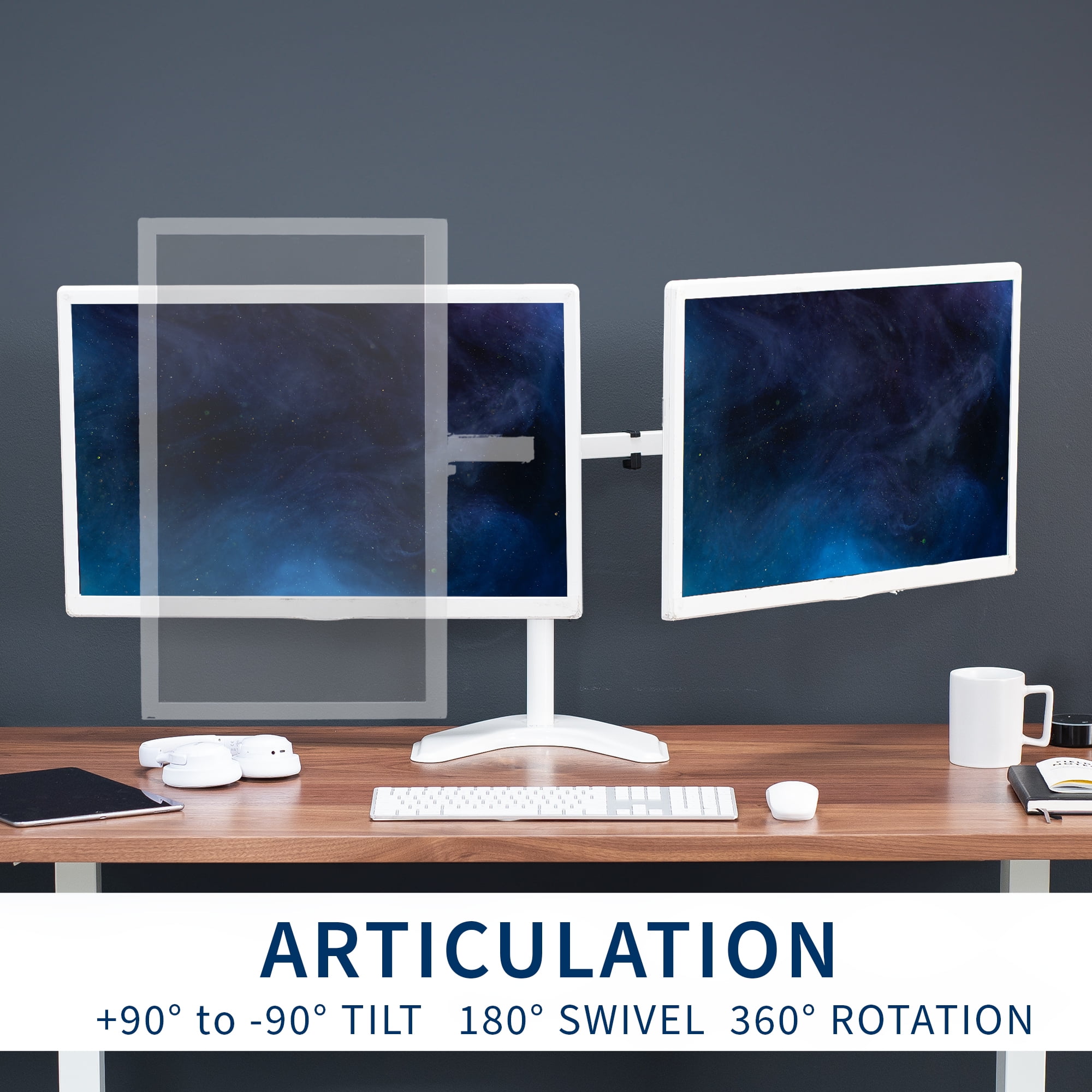 VIVO White Dual Monitor Articulating Desk Stand Mount, Fits Up to 32" Screens