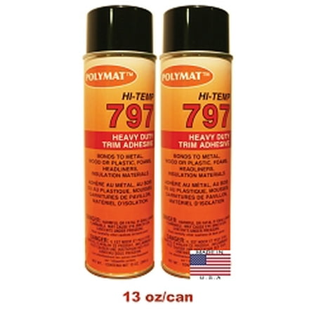 2: 20oz Can (13oz net) Polymat 797 Hi-Temp Spray Glue Adhesive: Industrial Grade High Temperature Glue, Heat and Water Resistant Spray Adhesive for Automotive Headliner, Marine Upholstery (Best Glue For Headliner)