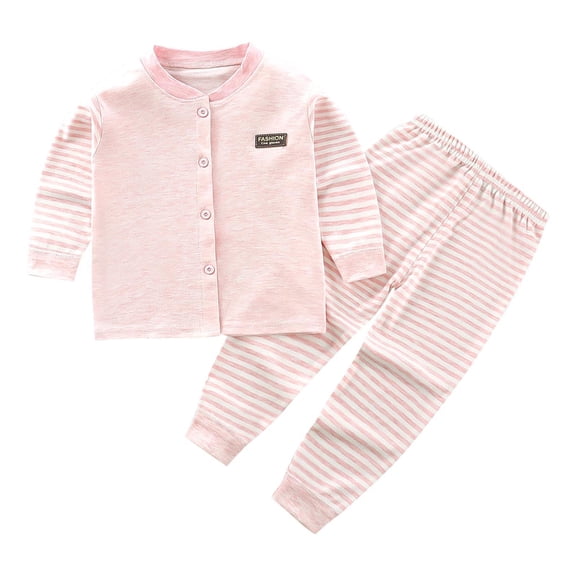BLVB Newborn Baby Boy Girl Clothes Striped Long Sleeve Button down Tops Long Pants Set Toddler Infant 2PCS Spring Fall Outfit