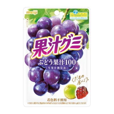 Meiji Kaju Gummy Grape Candy Soft Chewy Fruit Gummy Candy 54g Bag