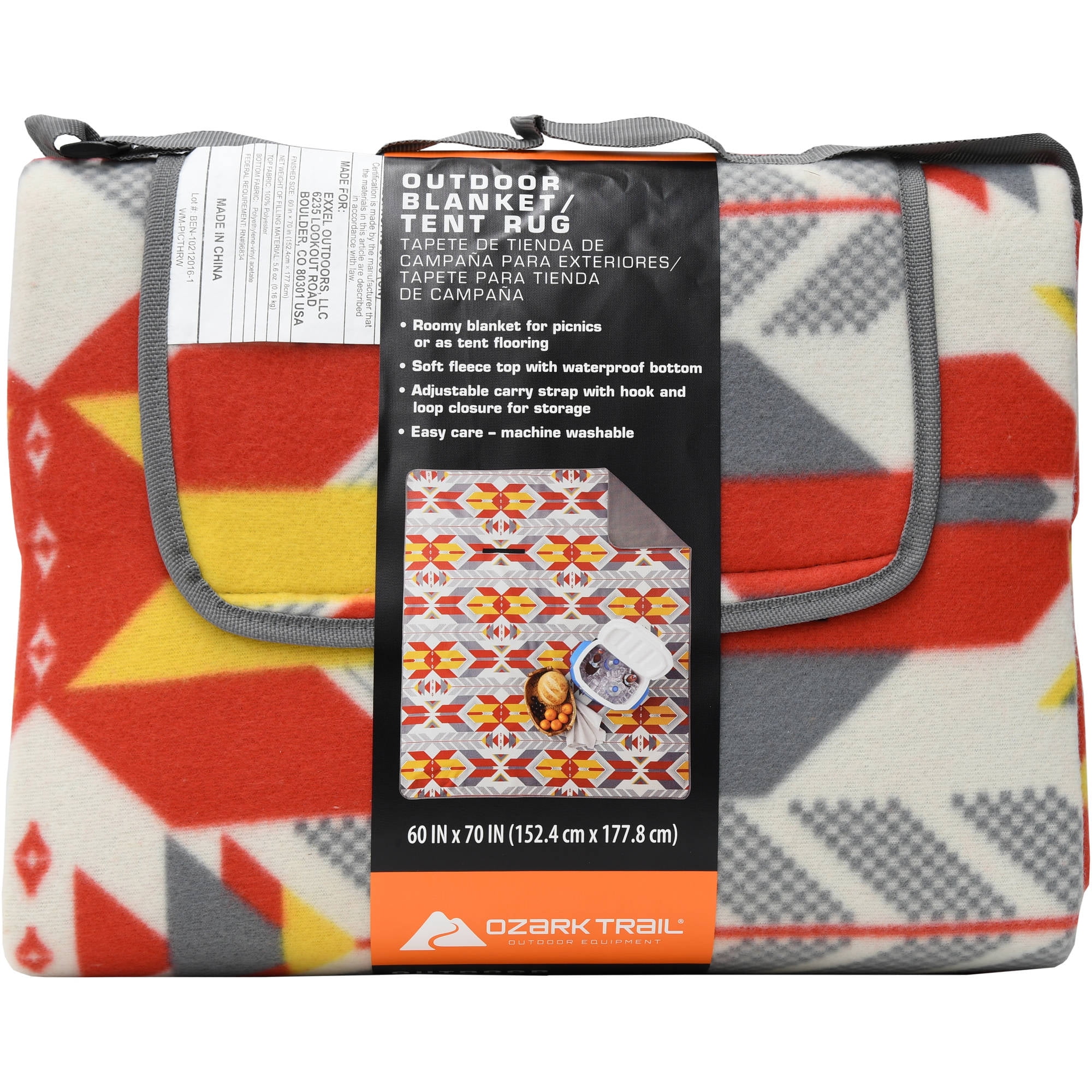 Ozark Trail 60" x 70" Waterproof Outdoor Blanket with Fleece Top