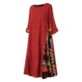 thumbnail image 3 of DPTALR Robe Grande Taille pour Femmes, Décontractée, Patchwork, Manches Longues, Col Rond, Boutonnée, Ourlet Haut-Bas, 3 of 7