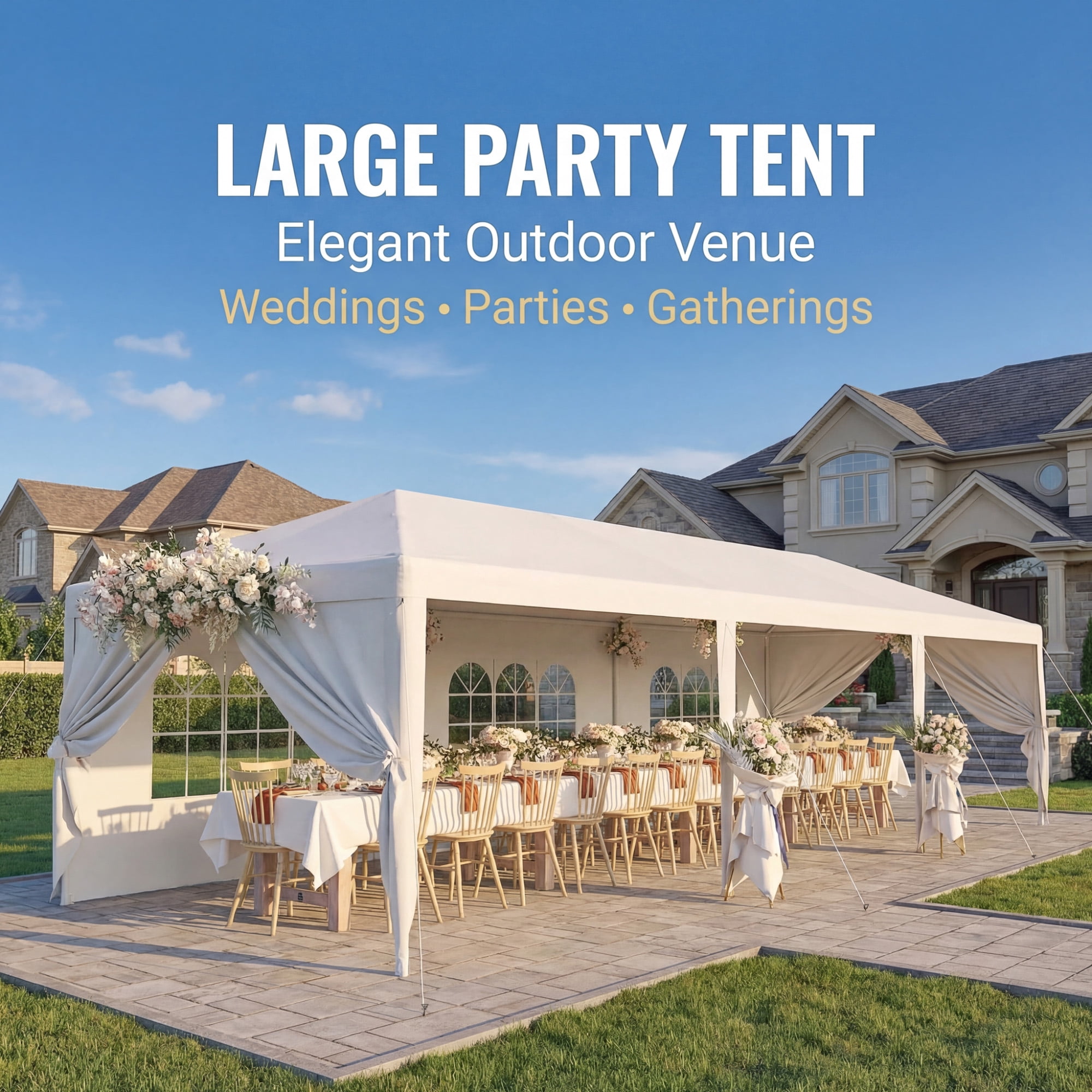 Patiowell 10x30 FT Outdoor Party Tent, Heavy Duty Wedding Canopy with 8 Removable Sidewalls, Large Gazebo for Patio Camping, BBQ Shelter & Commercial Carport