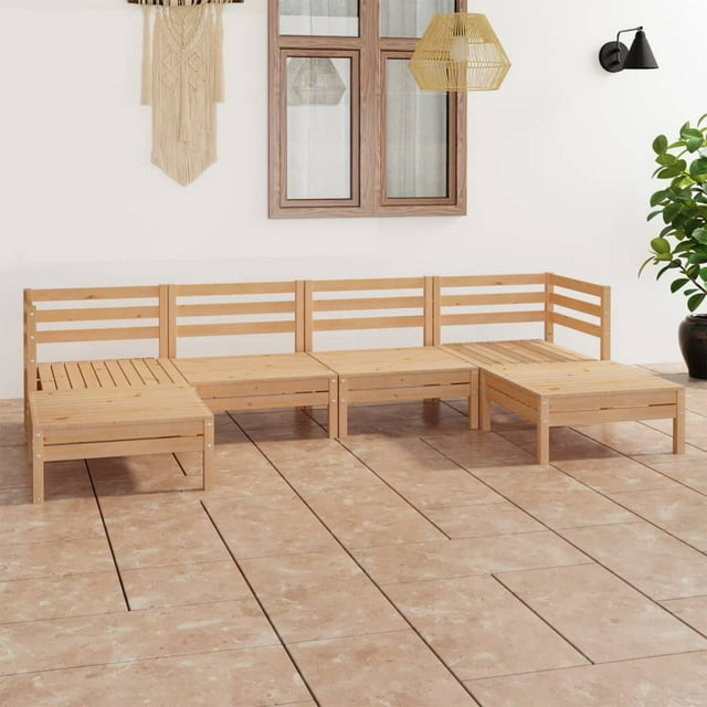 vidaXL Ensemble de Salon de Jardin 6 Pcs Bois Massif Pin