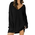 thumbnail image 1 of Prolriy Robes Chandail pour Femmes 2025 Tendance Femmes Dames Robe Ample Col en V Mi-Longue Chandail en Tricot Robe Chandail Femme Noir G, 1 of 7