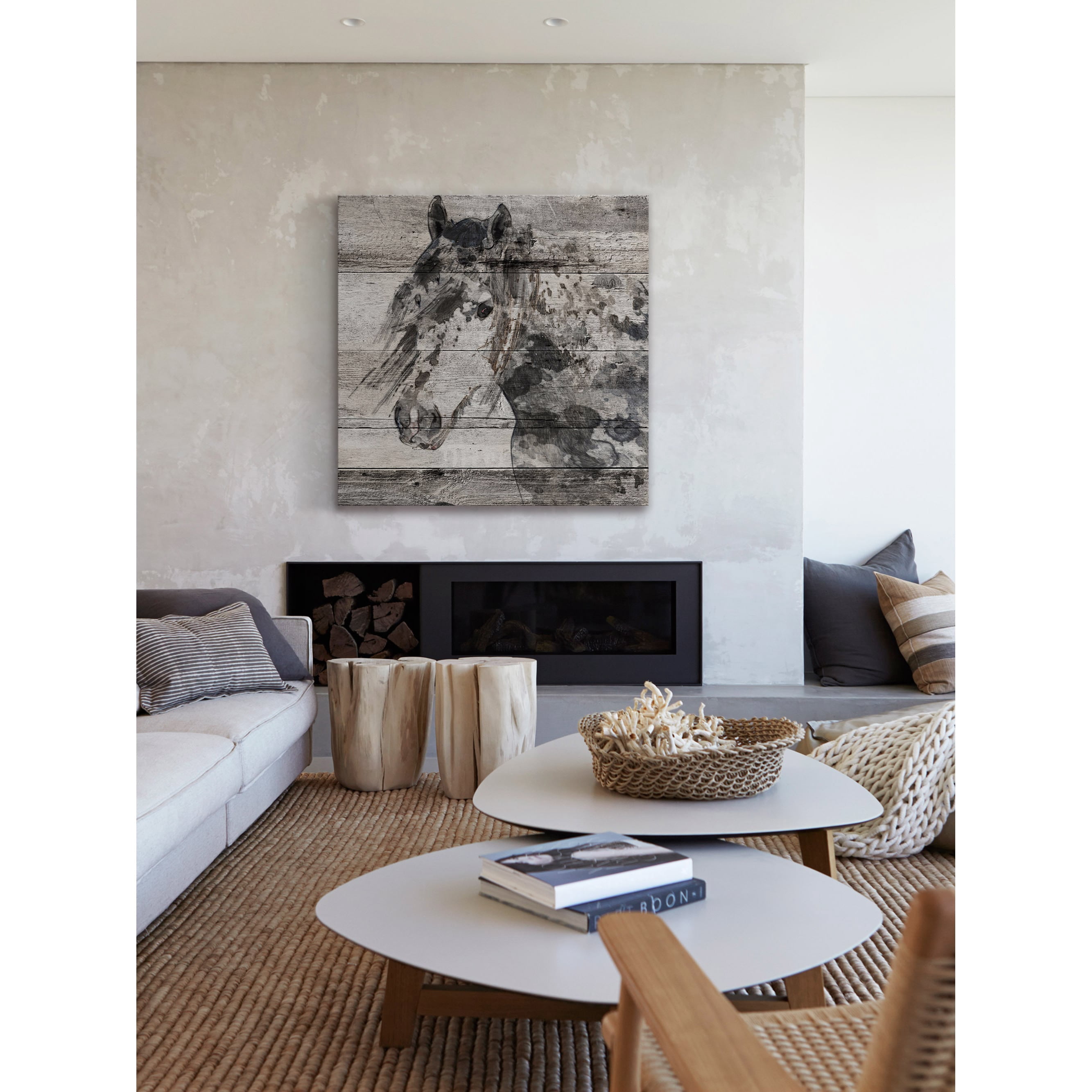 Marmont Hill "Dark Grey Horse" by Irena Orlov Painting Print on Wrapped Canvas